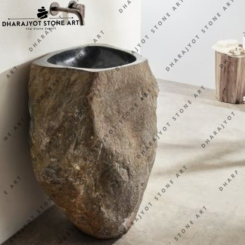 Free Standing Basalt Pedestal Outdoor Garden Natural Stone Sink