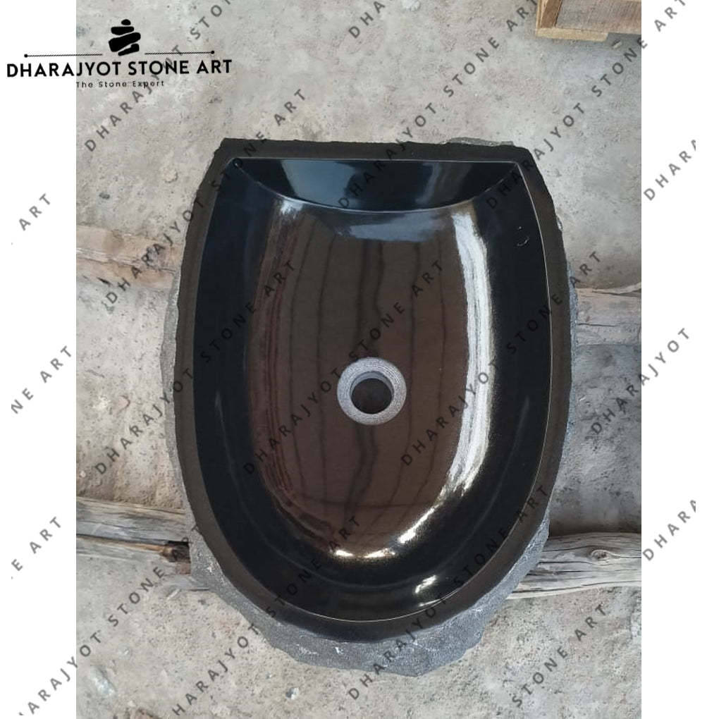 Natural Black Marble Stone Bathroom Vanity Basin