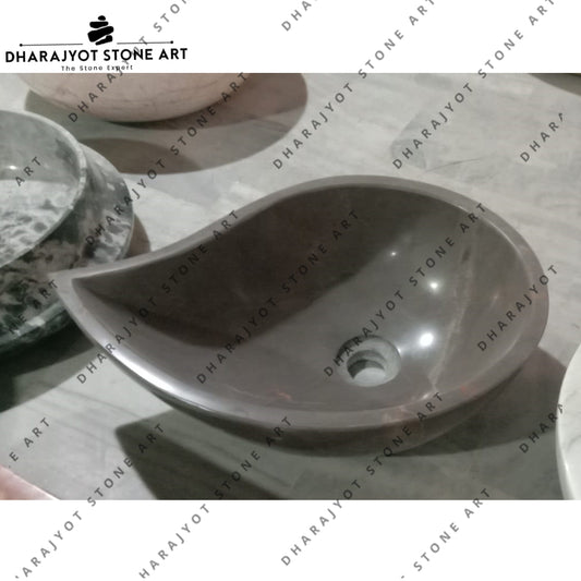 Black Granite Stone Shaped Wash Basin For Home