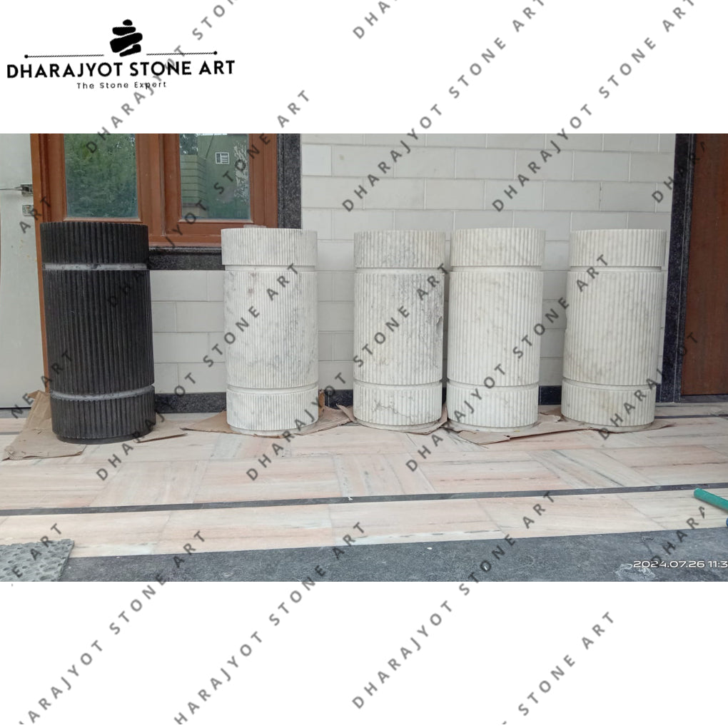 White Marble Design Round Modern Hand Wash Basin