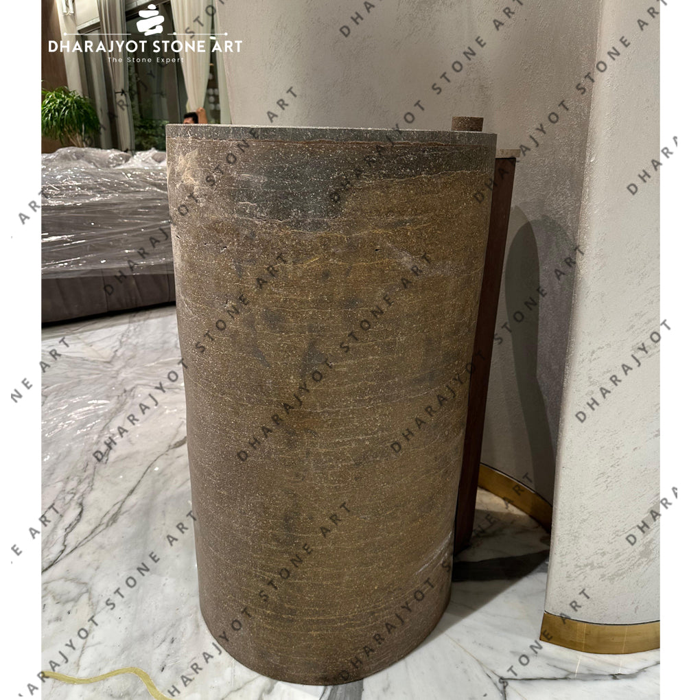 Grey Colour Natural Stone Pedestal Wash Basin
