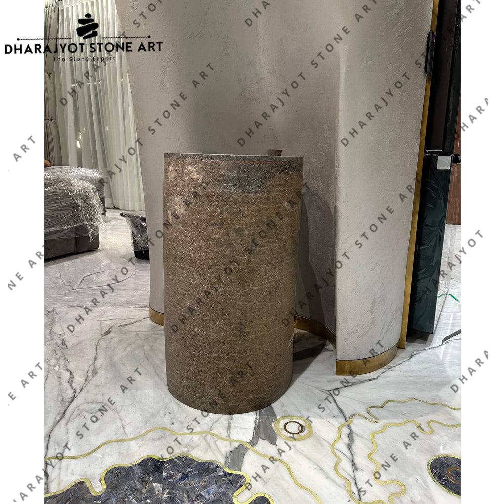 Grey Colour Natural Stone Pedestal Wash Basin