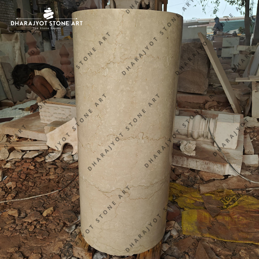 Customize Pedestal Marble Round Handmade Natural Stone Washbasin