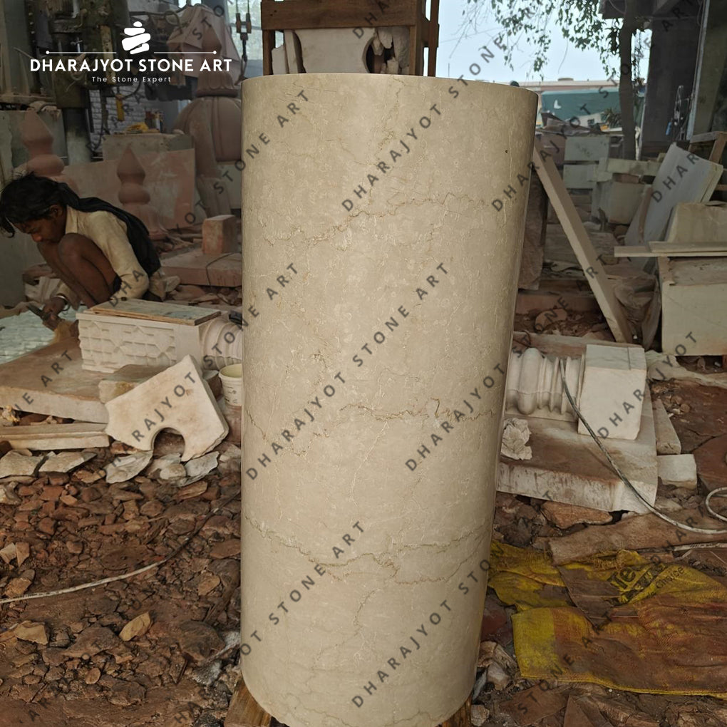 Customize Pedestal Marble Round Handmade Natural Stone Washbasin