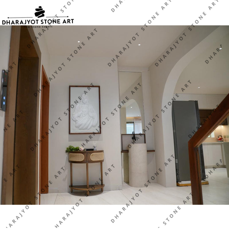 Customize Pedestal Marble Round Handmade Natural Stone Washbasin