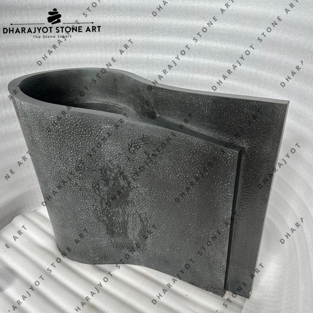 Luxury Bathrooms Curved Black Basalt Washbasin