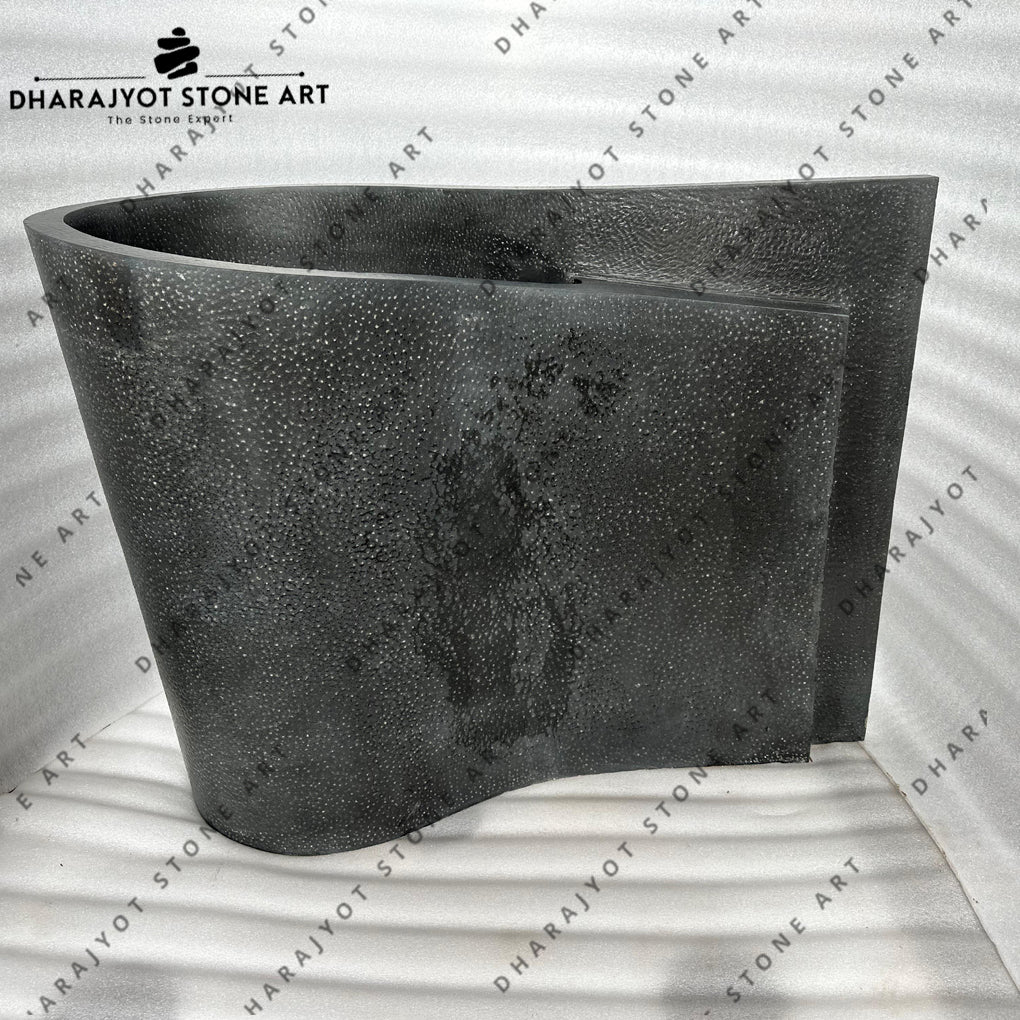 Luxury Bathrooms Curved Black Basalt Washbasin