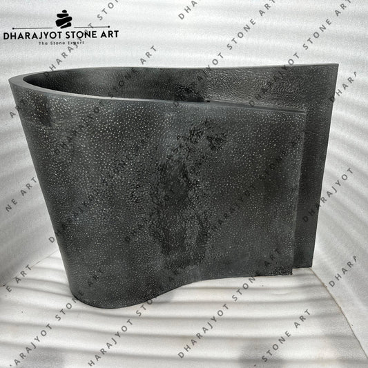 Luxury Bathrooms Curved Black Basalt Washbasin
