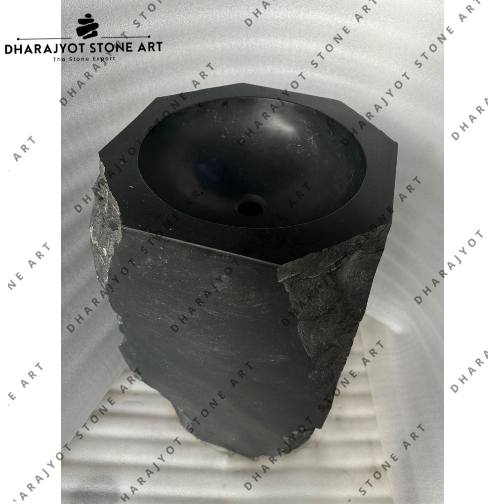 Natural Rock Modern Black Basalt Stone Washbasin