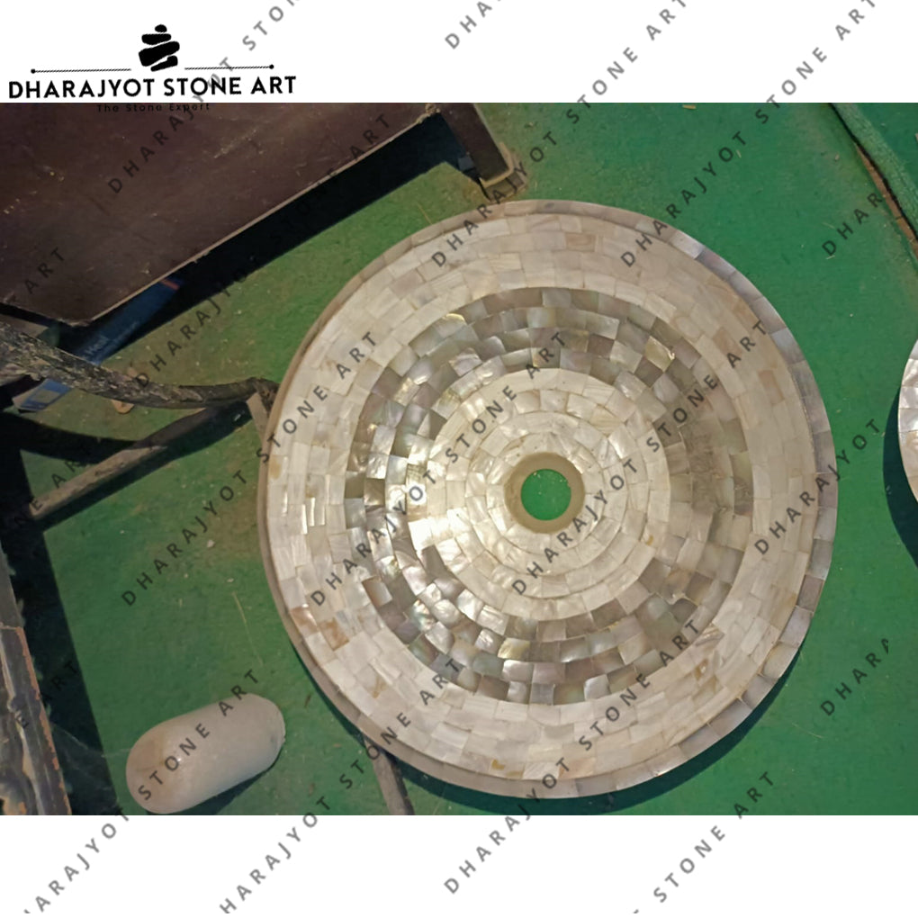 Luxury Mother of Pearl Mosaic Handcrafted Round Wash Basin