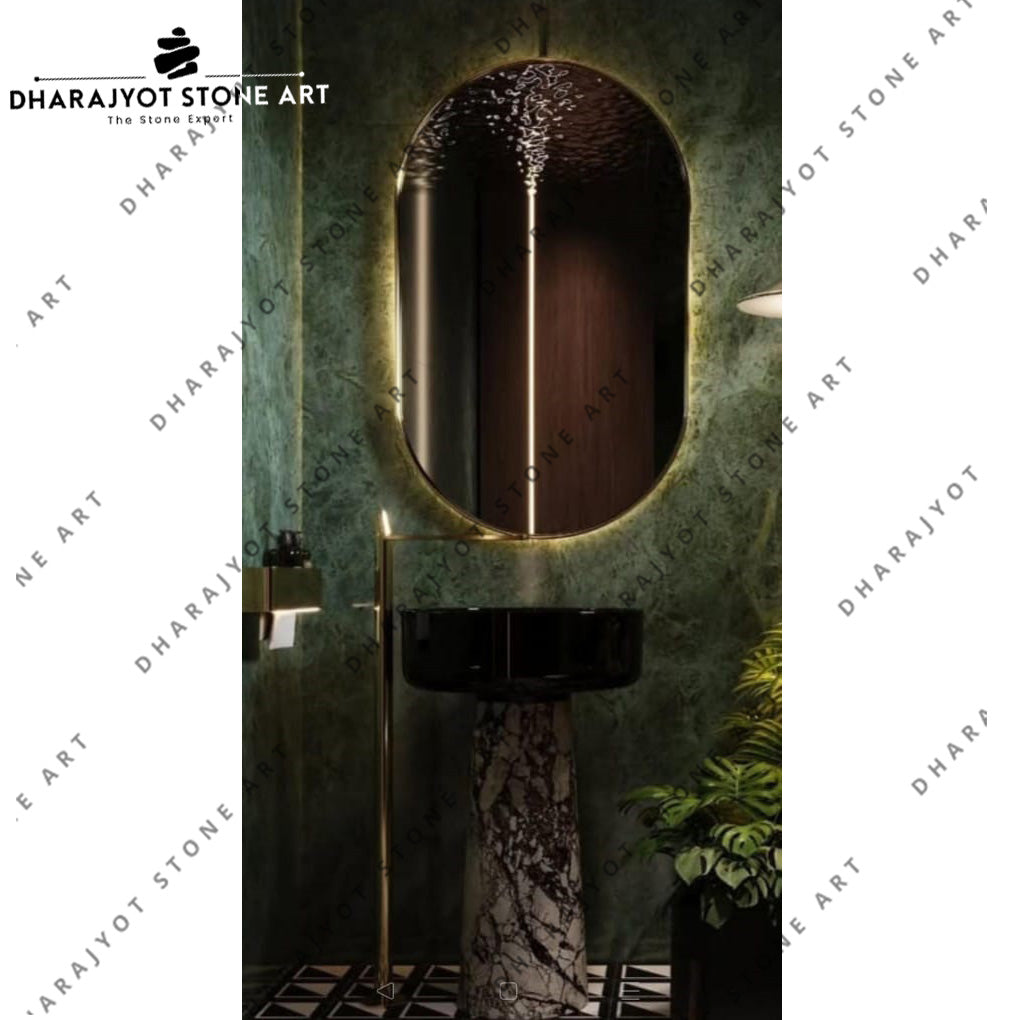 Luxury Black Marble Freestanding Pedestal Wash Basin