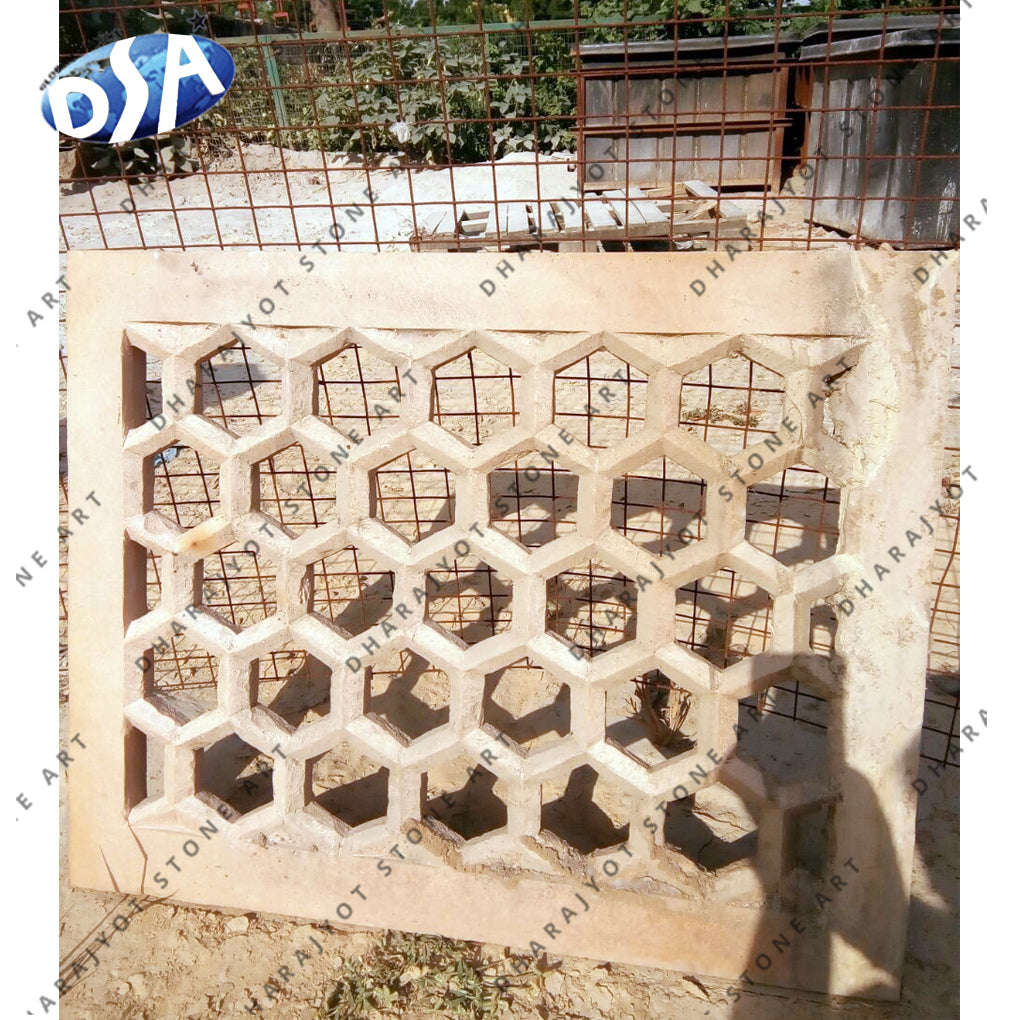 Beige Sandstone Panel Jalli Screen