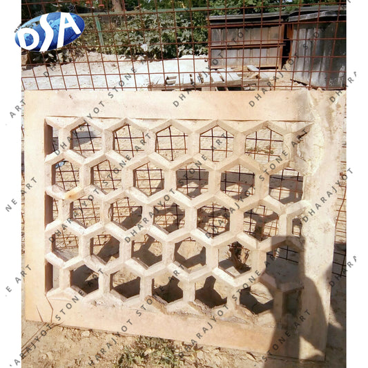 Beige Sandstone Panel Jalli Screen
