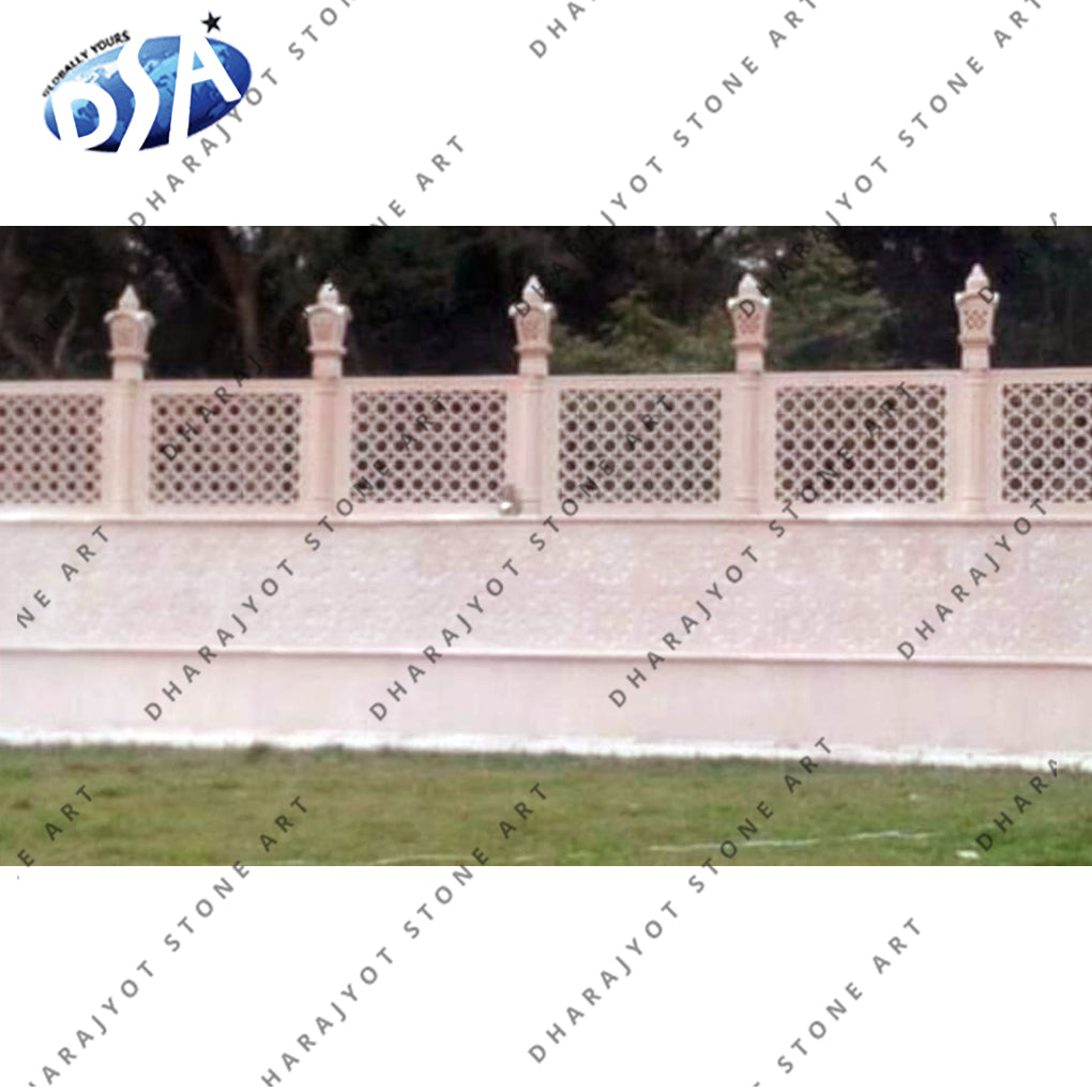 Cream Marble Antique Design Balcony Jali Screen