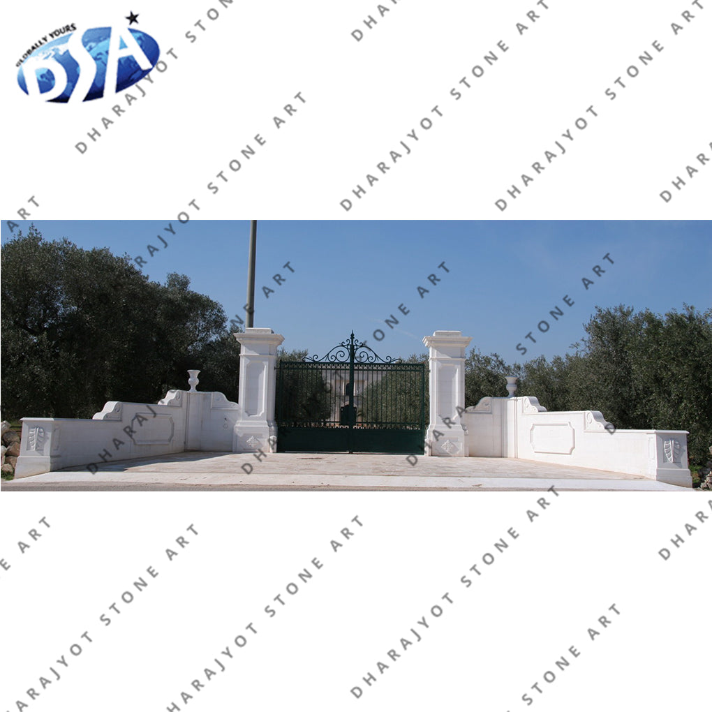 Custom Classical Antique White Natural Stone Gate