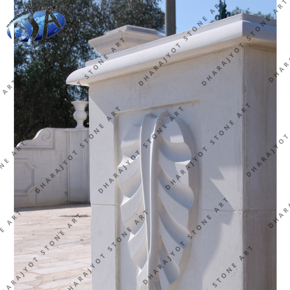 Custom Classical Antique White Natural Stone Gate