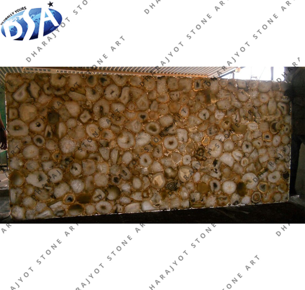 Brown Orange Quartz Marble Stone Slab