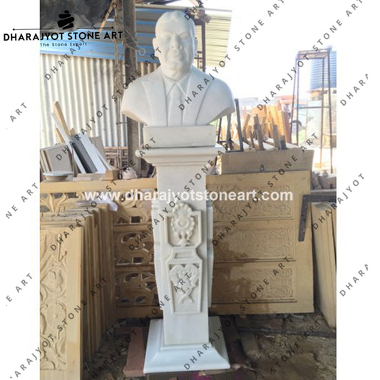 White Marble Human Bust Statue