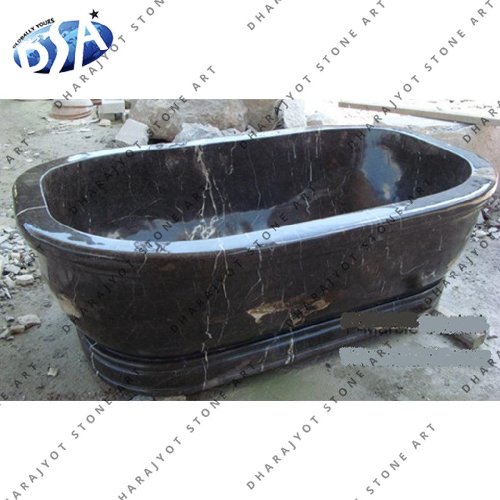 Natural Black Stone Egg-Shape Design Freestanding Bathtub
