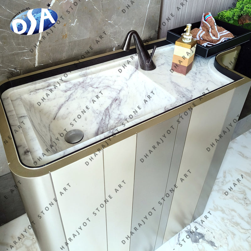 Indian Carrara Marble Self Standing Washbasin