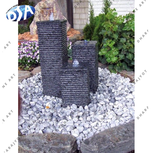Black Outdoor Customized Stone Water Fountain