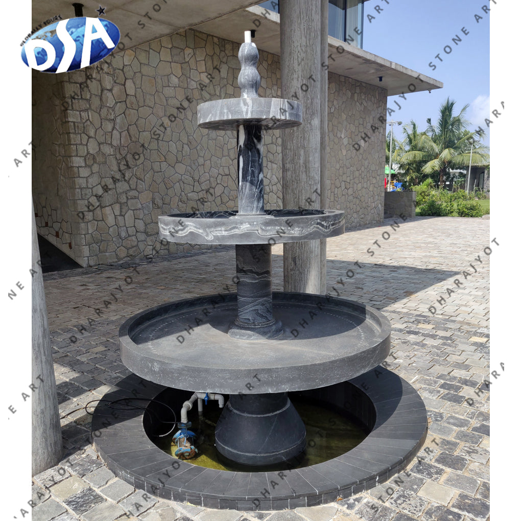 Black Garden Outdoor Stone Large Fountain