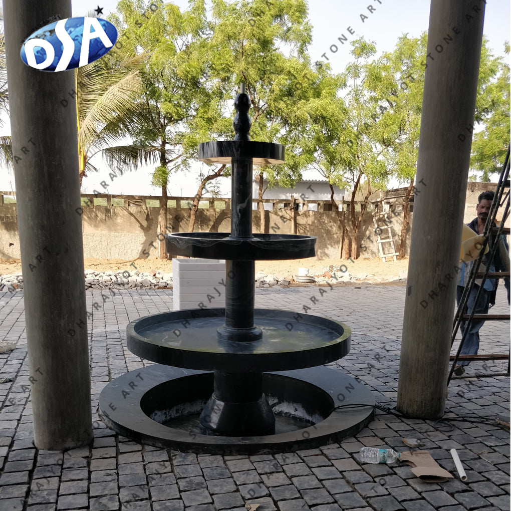 Black Garden Outdoor Stone Large Fountain