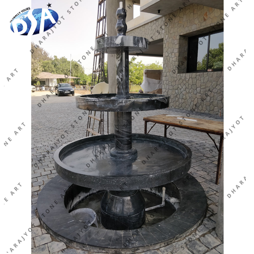 Black Garden Outdoor Stone Large Fountain