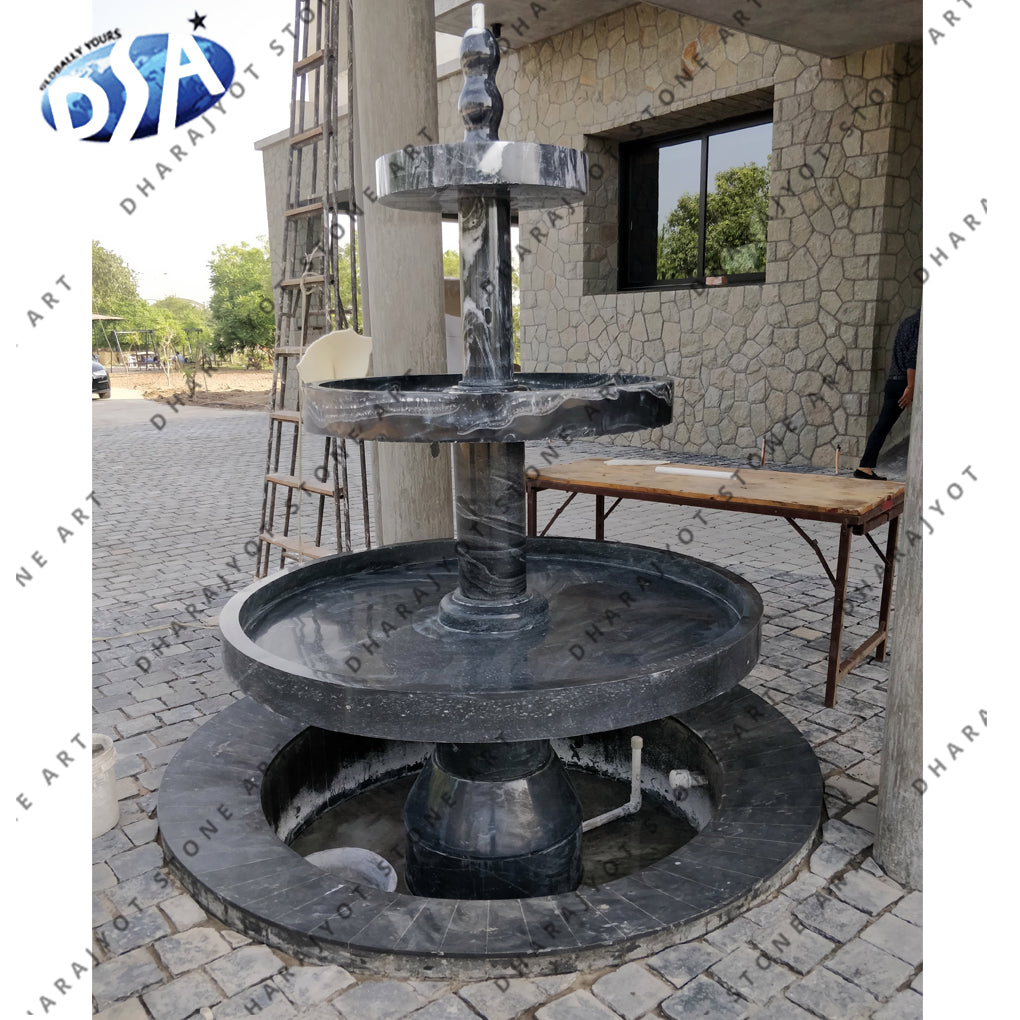 Black Garden Outdoor Stone Large Fountain