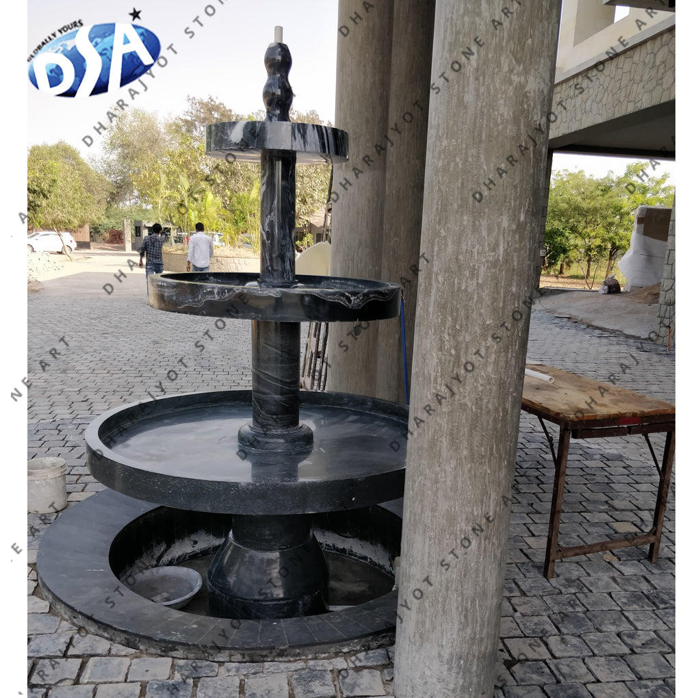 Black Garden Outdoor Stone Large Fountain