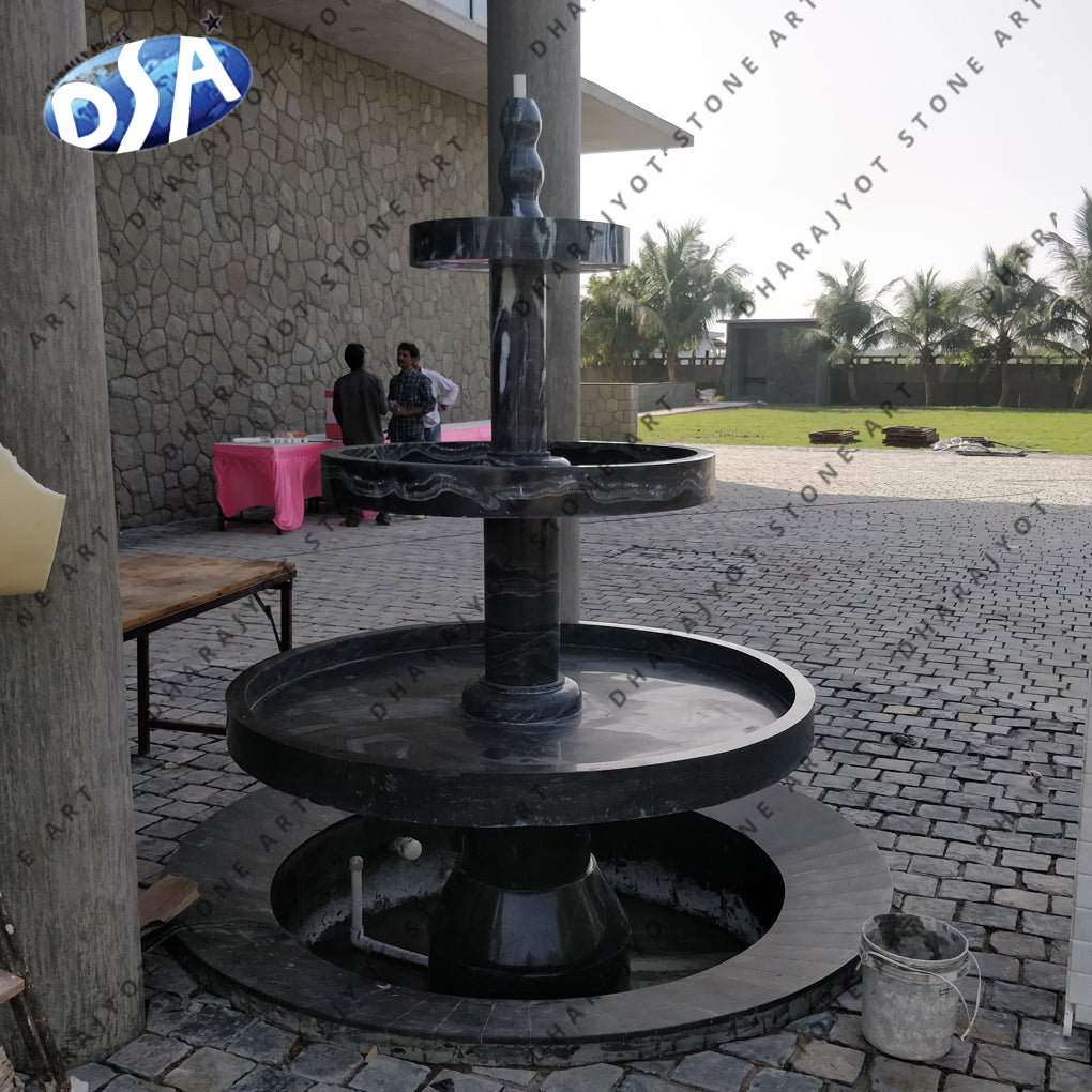 Black Garden Outdoor Stone Large Fountain