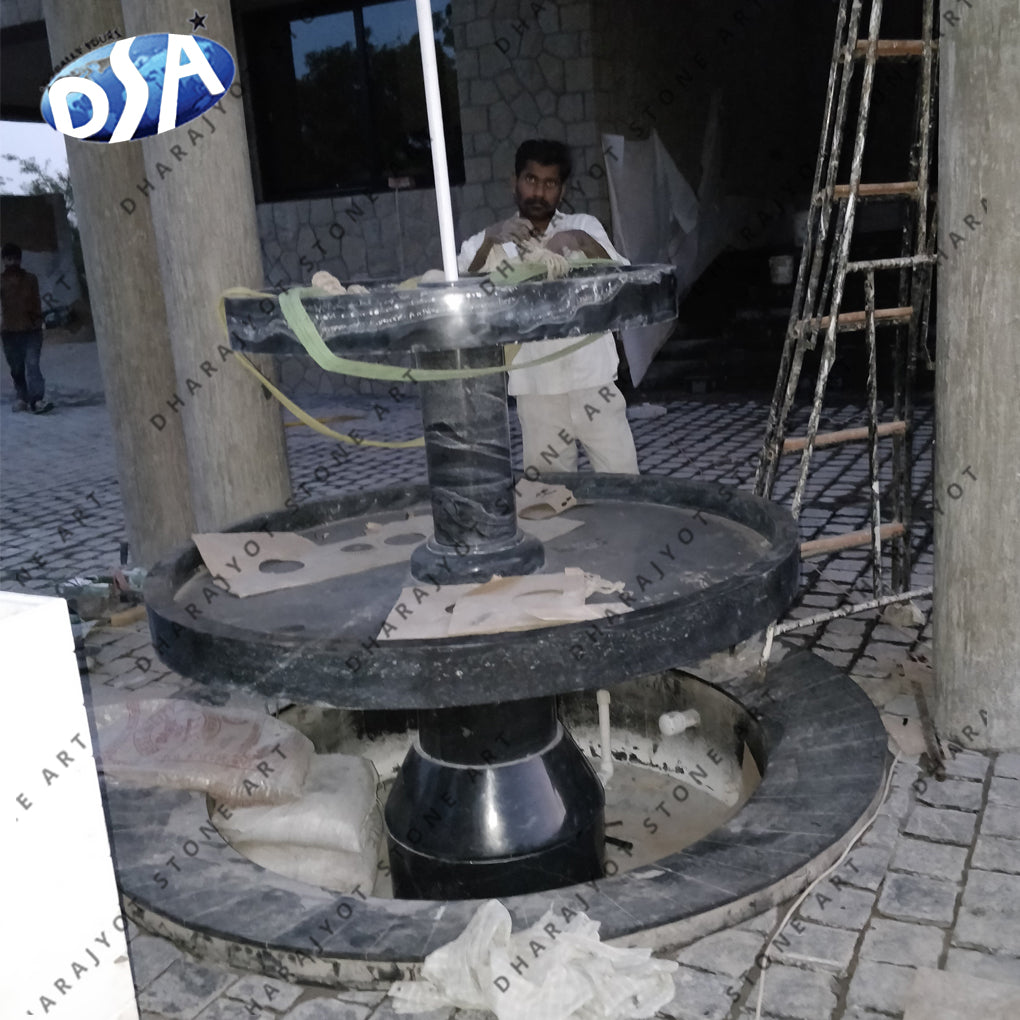 Black Garden Outdoor Stone Large Fountain