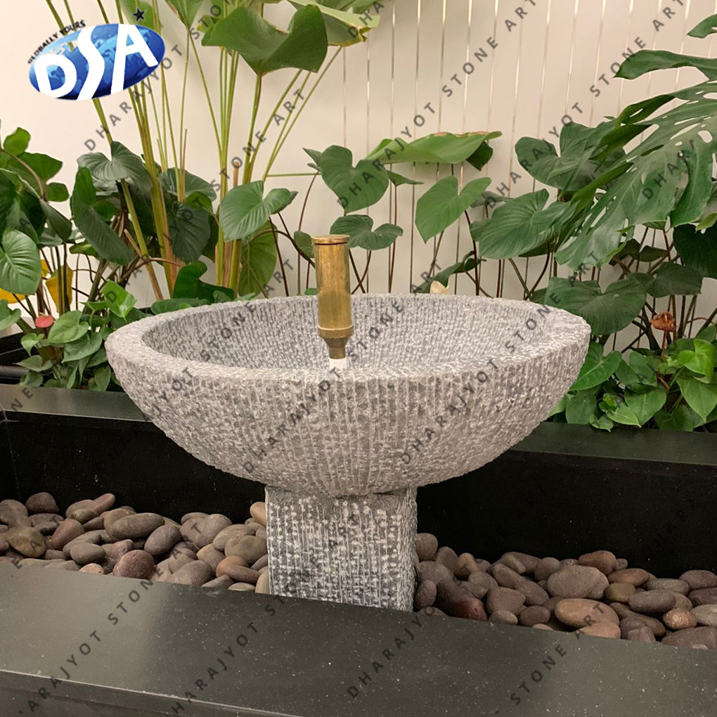 White Round Indoor Marble Water Fountain