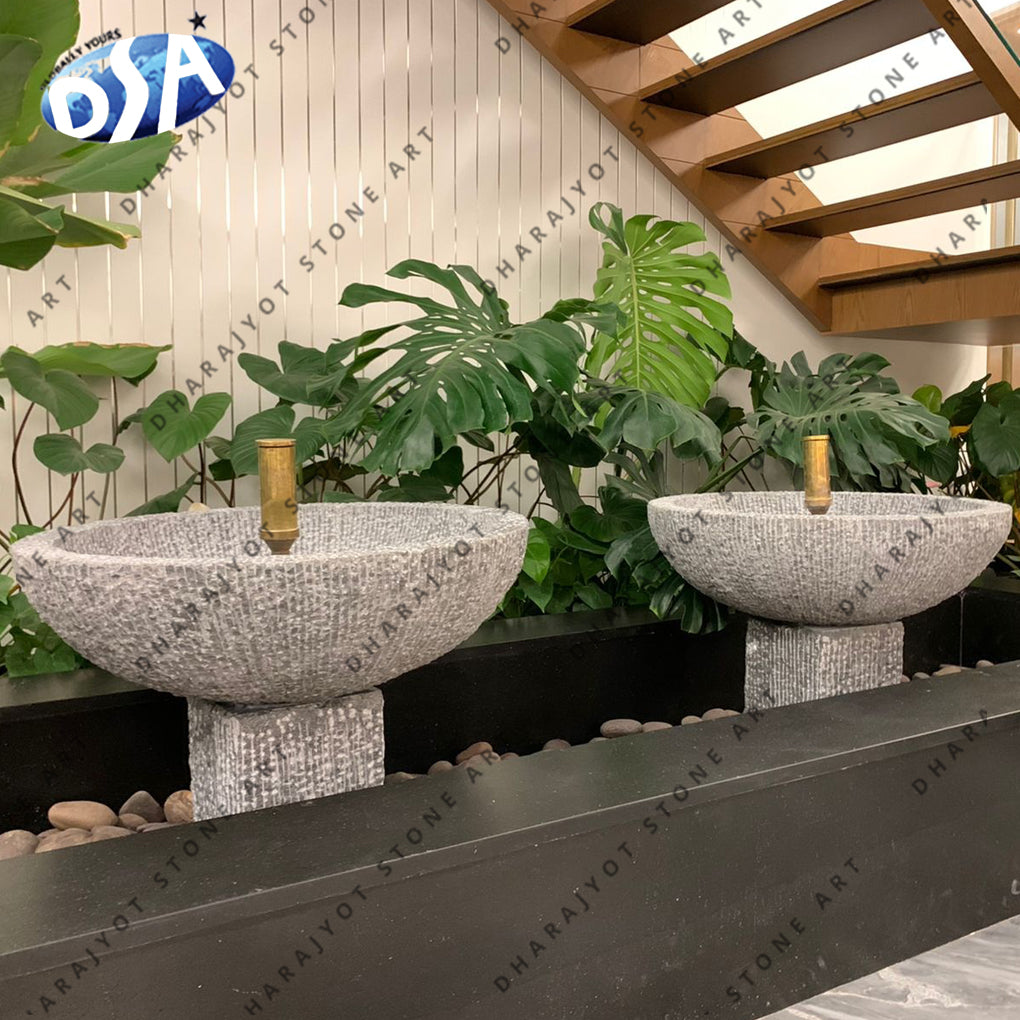 White Round Indoor Marble Water Fountain