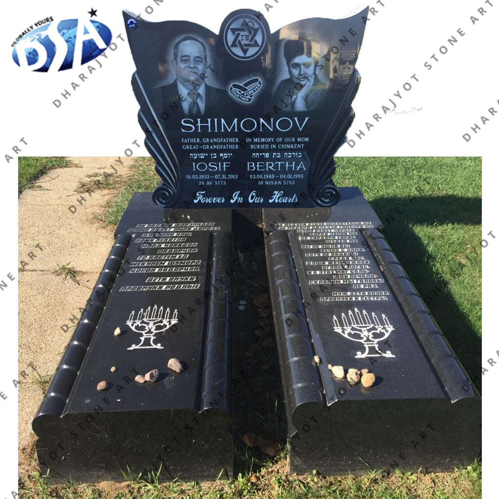 European Style Hand Carving Black Granite Monument