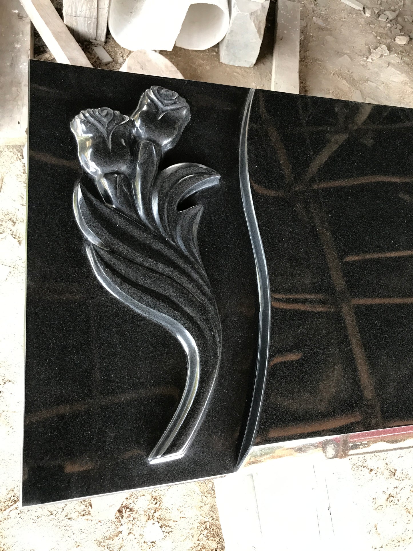 Designer Black Granite Ledger Long Base Monument