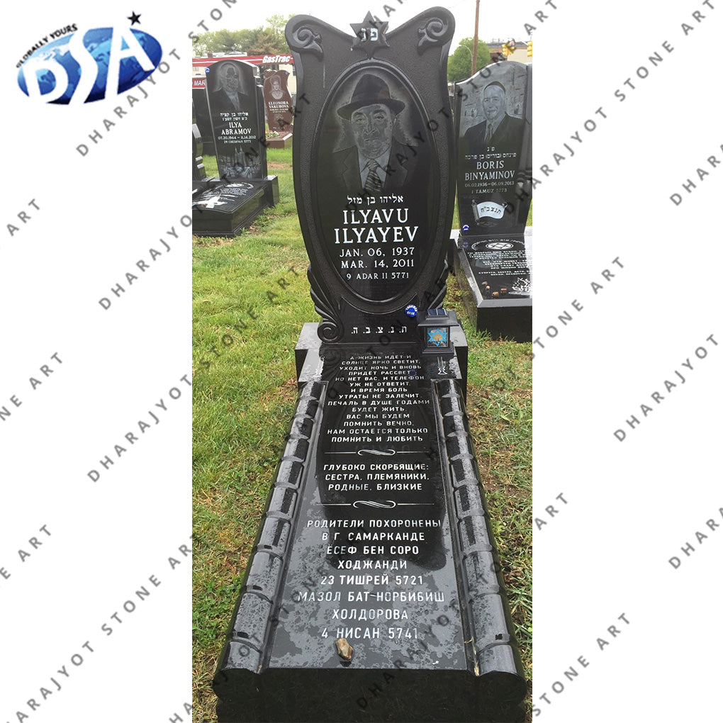 Black Granite European Style Hand Carving Monument