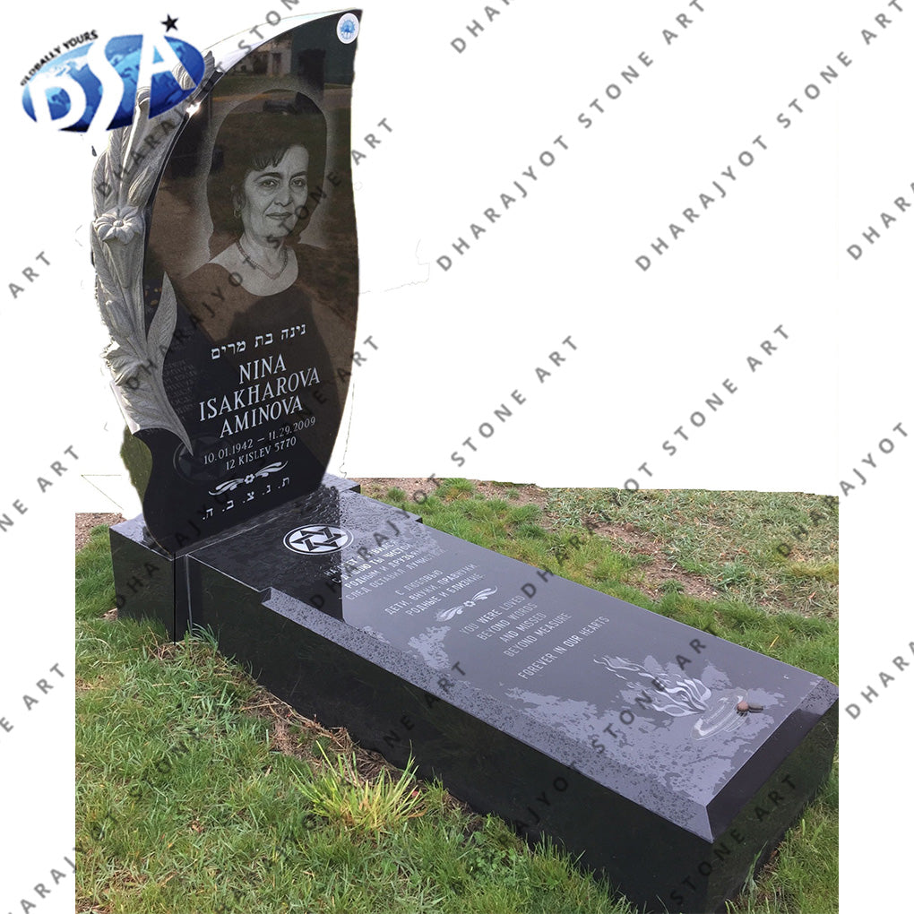 Black Granite Stone Hand Carving  European Style Monument