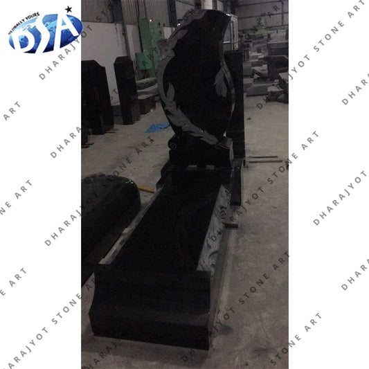 European Style Black Granite Stone Hand Carving With Name Monument