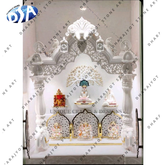 Pure White Marble Inlay Temple