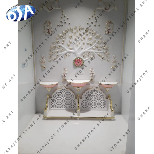Pure White Inlay Marble For Home Use Temple