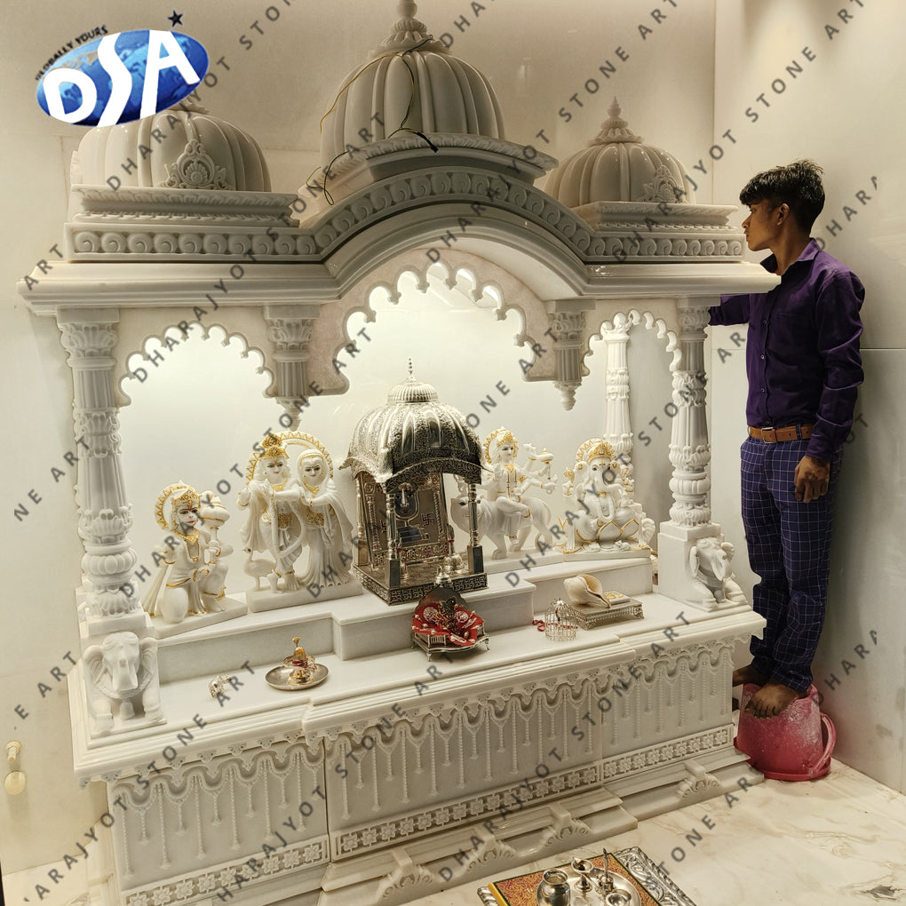 Pure White Hand Carved Marble Temple