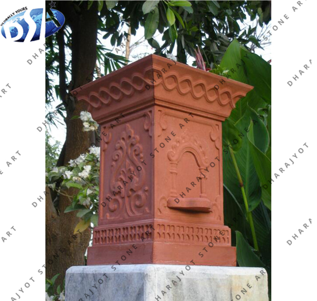 Red Sandstone Antique Carved Tulsikyara