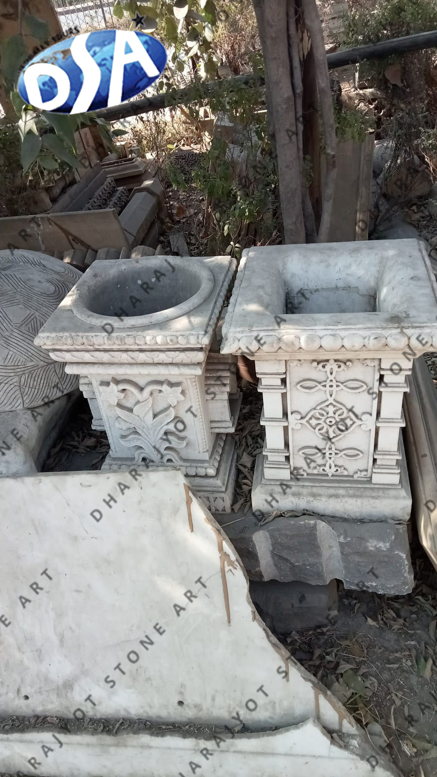 Traditional White Sandstone Unique Design TulsiKyara