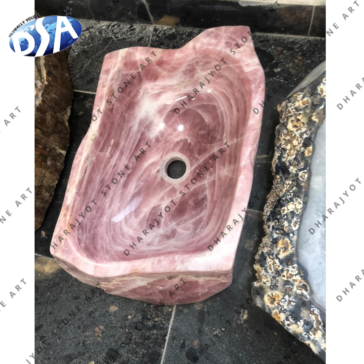 Rose Quartz Washbasin For Bathroom
