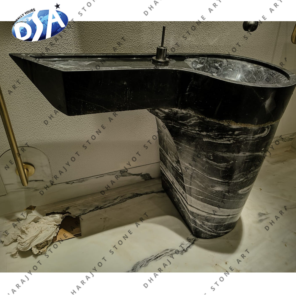 Natural Black Marble Bathroom Wash Basin