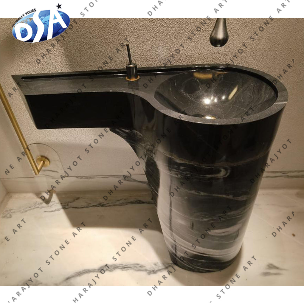 Natural Black Marble Bathroom Wash Basin