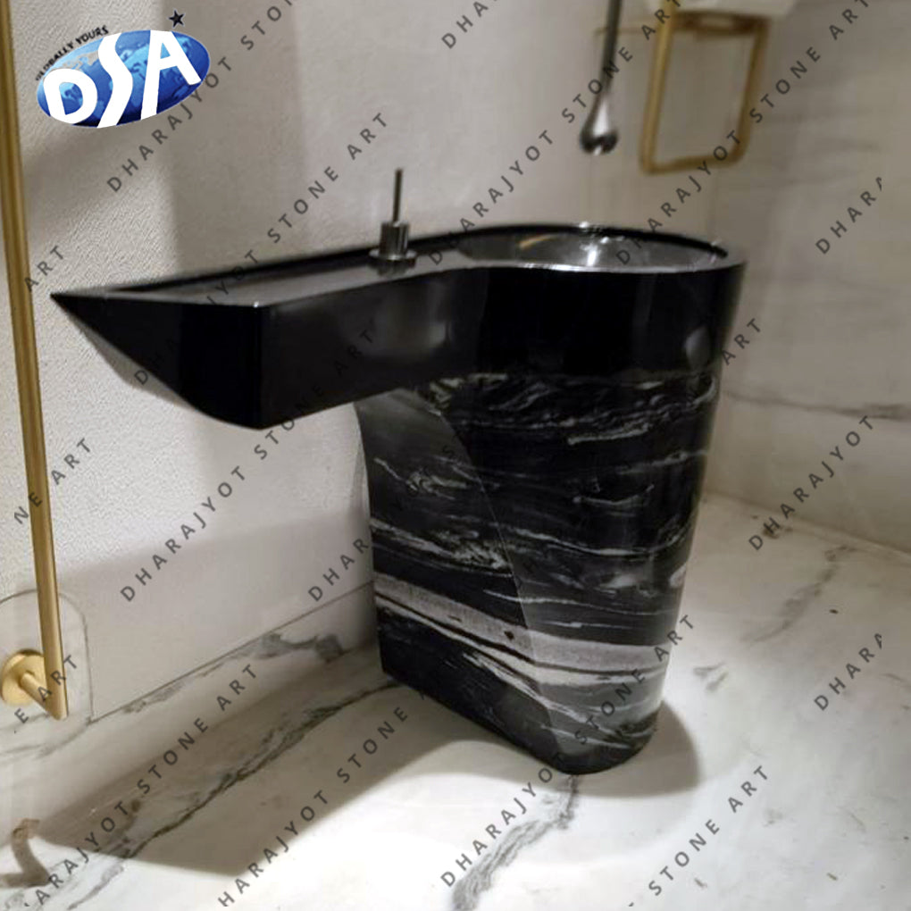 Natural Black Marble Bathroom Wash Basin