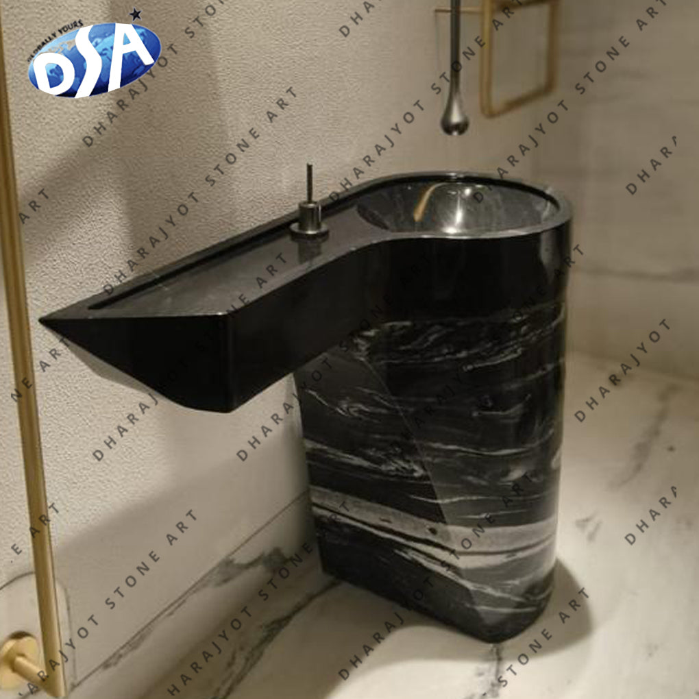 Natural Black Marble Bathroom Wash Basin