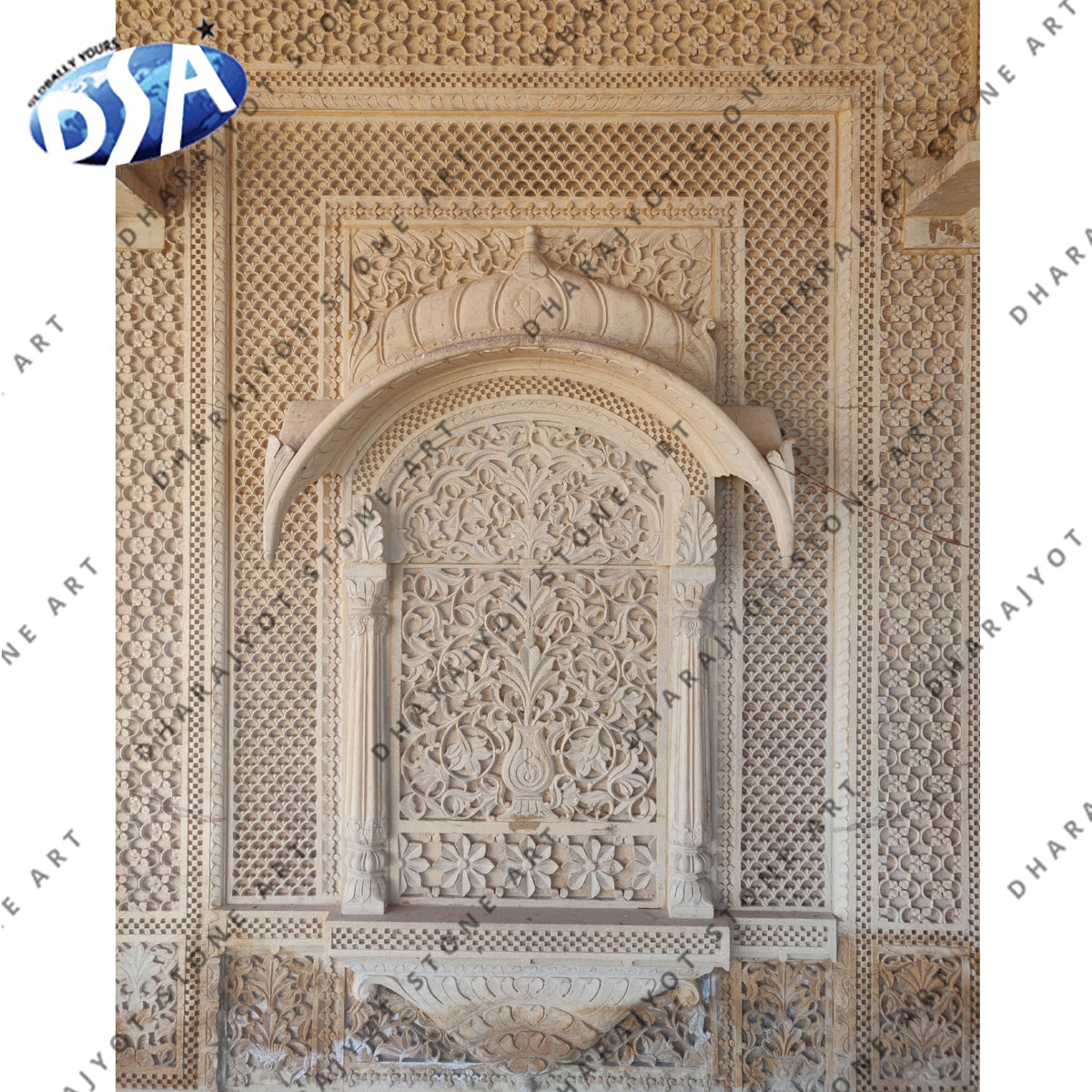 Sandstone Yellow Carved Jharokha